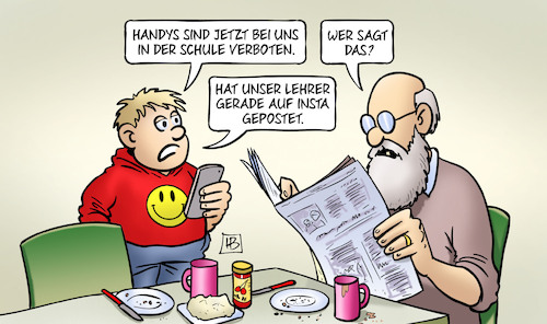 Cartoon: Handyverbot an Schulen (medium) by Harm Bengen tagged handys,handyverbot,schulen,lehrer,insta,gepostet,opa,susemil,enkel,kind,harm,bengen,cartoon,karikatur,handys,handyverbot,schulen,lehrer,insta,gepostet,opa,susemil,enkel,kind,harm,bengen,cartoon,karikatur