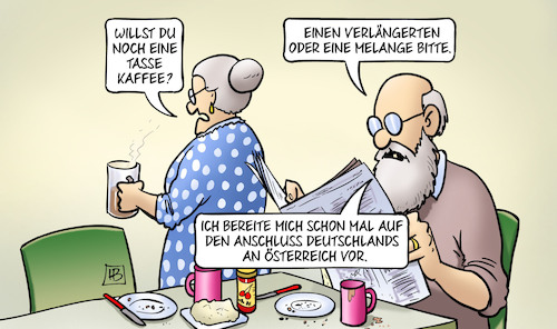 Cartoon: Kaffee-Anschluss (medium) by Harm Bengen tagged tasse,kaffee,verlängerten,melange,anschluss,deutschlands,österreich,regierung,rechtsextrem,kickl,nazis,fpö,susemil,harm,bengen,cartoon,karikatur,tasse,kaffee,verlängerten,melange,anschluss,deutschlands,österreich,regierung,rechtsextrem,kickl,nazis,fpö,susemil,harm,bengen,cartoon,karikatur