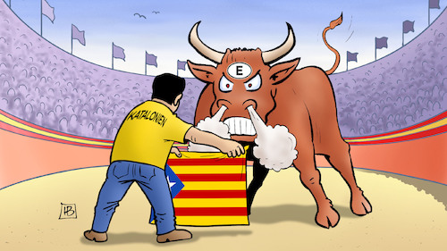 Cartoon: Katalonien (medium) by Harm Bengen tagged katalonien,spanien,stierkampf,unabhängigkeit,referendum,harm,bengen,cartoon,karikatur,katalonien,spanien,stierkampf,unabhängigkeit,referendum,harm,bengen,cartoon,karikatur