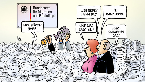 Cartoon: Merkel im BAMF (medium) by Harm Bengen tagged kanzlerin,merkel,interview,bamf,bundesamt,migration,flüchtlinge,asyl,harm,bengen,cartoon,karikatur,kanzlerin,merkel,interview,bamf,bundesamt,migration,flüchtlinge,asyl,harm,bengen,cartoon,karikatur
