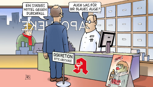 Cartoon: Merz-Durchfall (medium) by Harm Bengen tagged mittel,gegen,durchfall,apotheke,blaues,auge,kanzlerwahl,bundestag,merz,harm,bengen,cartoon,karikatur,mittel,gegen,durchfall,apotheke,blaues,auge,kanzlerwahl,bundestag,merz,harm,bengen,cartoon,karikatur