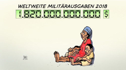 Cartoon: Militärausgaben 2018 (medium) by Harm Bengen tagged weltweite,militärausgaben,2018,1820000000000,rüstung,hunger,krieg,armut,dritte,welt,gegensatz,harm,bengen,cartoon,karikatur,weltweite,militärausgaben,2018,1820000000000,rüstung,hunger,krieg,armut,dritte,welt,gegensatz,harm,bengen,cartoon,karikatur