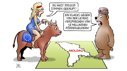 Cartoon: Moldau-Stimmenkauf (medium) by Harm Bengen tagged moldau,stimmenkauf,vdl,von,der,leyen,versprechen,fördergelder,bestechung,wahl,referendum,abstimmung,russland,eu,europa,bär,stier,harm,bengen,cartoon,karikatur,moldau,stimmenkauf,vdl,von,der,leyen,versprechen,fördergelder,bestechung,wahl,referendum,abstimmung,russland,eu,europa,bär,stier,harm,bengen,cartoon,karikatur