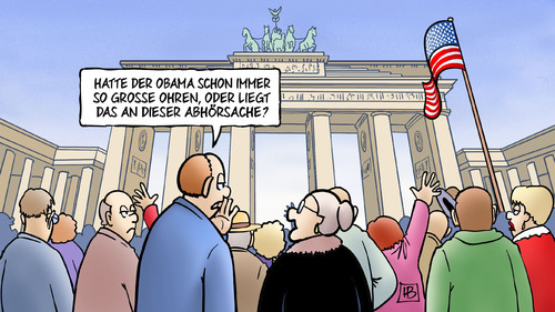 Cartoon: Obama in Berlin (medium) by Harm Bengen tagged obama,usa,präsident,besuch,berlin,abhörskandal,spionage,bespitzelung,nsa,fbi,internet,prism,brandenburger,tor,rede,auftritt,ohren,harm,bengen,cartoon,karikatur,obama,usa,präsident,besuch,berlin,abhörskandal,spionage,bespitzelung,nsa,fbi,internet,prism,brandenburger,tor,rede,auftritt,ohren,harm,bengen,cartoon,karikatur