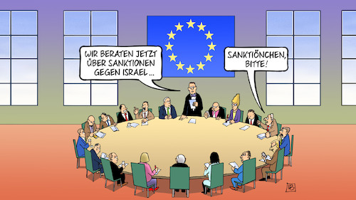 Cartoon: Sanktionen vs. Israel (medium) by Harm Bengen tagged sanktionen,israel,sanktiönchen,gaza,westjordanland,europa,eu,aussenministertreffen,krieg,harm,bengen,cartoon,karikatur,sanktionen,israel,sanktiönchen,gaza,westjordanland,europa,eu,aussenministertreffen,krieg,harm,bengen,cartoon,karikatur