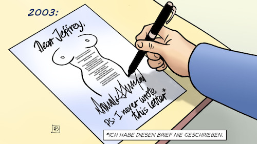 Cartoon: Trump schreibt einen Brief (medium) by Harm Bengen tagged 2003,brief,schreiben,trump,epstein,usa,harm,bengen,cartoon,karikatur,2003,brief,schreiben,trump,epstein,usa,harm,bengen,cartoon,karikatur