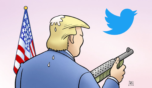 Cartoon: Trump und Twitter (medium) by Harm Bengen tagged trump,twitter,vogelschiss,gewehr,waffe,usa,harm,bengen,cartoon,karikatur,trump,twitter,vogelschiss,gewehr,waffe,usa,harm,bengen,cartoon,karikatur
