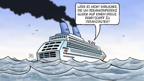 Cartoon: UN-Ozeankonferenz (medium) by Harm Bengen tagged un,ozeankonferenz,nizza,kreuzfahrtschiff,tourismus,meeresschutz,umweltverschmutzung,klimawandel,rauch,abgase,harm,bengen,cartoon,karikatur,un,ozeankonferenz,nizza,kreuzfahrtschiff,tourismus,meeresschutz,umweltverschmutzung,klimawandel,rauch,abgase,harm,bengen,cartoon,karikatur