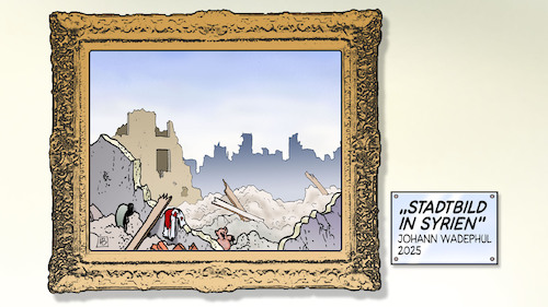 Cartoon: Wadephuls Stadtbild (medium) by Harm Bengen tagged stadtbild,bild,bilderahmen,rahmen,wadephul,syrien,außenminister,auswärtiges,amt,wahrheit,migration,union,streit,harm,bengen,cartoon,karikatur,stadtbild,bild,bilderahmen,rahmen,wadephul,syrien,außenminister,auswärtiges,amt,wahrheit,migration,union,streit,harm,bengen,cartoon,karikatur