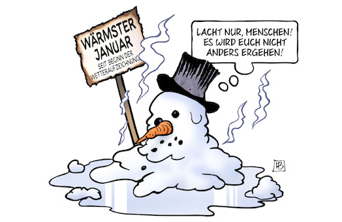 Cartoon: Wärmster Januar (medium) by Harm Bengen tagged wärmster,januar,wetteraufzeichnungen,klimawandel,erderwärmung,schneemann,schmelzen,harm,bengen,cartoon,karikatur,wärmster,januar,wetteraufzeichnungen,klimawandel,erderwärmung,schneemann,schmelzen,harm,bengen,cartoon,karikatur
