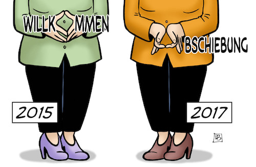 Cartoon: Willkommen und Abschiebung (medium) by Harm Bengen tagged willkommen,abschiebung,merkel,raute,2015,2017,harm,bengen,cartoon,karikatur,willkommen,abschiebung,merkel,raute,2015,2017,harm,bengen,cartoon,karikatur