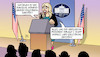 Cartoon: Atomprogramm zerstört (small) by Harm Bengen tagged iranisches,atomprogramm,zerstört,karoline,leavitt,regierungssprecherin,trump,iran,bomben,angriff,gefahr,nahost,bombs,attack,danger,middle,east,harm,bengen,cartoon,karikatur
