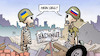 Cartoon: Bachmut-Sieg (small) by Harm Bengen tagged bachmut,sieg,skelette,zerstörung,trümmer,ortsschild,russland,ukraine,krieg,harm,bengen,cartoon,karikatur