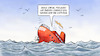 Cartoon: BSW-Kurs (small) by Harm Bengen tagged bsw,wagenknecht,partei,untergang,schiff,namen,kapitäne,wasser,meer,harm,bengen,cartoon,karikatur