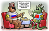 Cartoon: Gruß von Assad (small) by Harm Bengen tagged gruß assad syrien china russland morden massaker uno sicherheitsrat veto blockade bär drachen blind