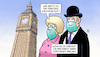 Cartoon: Johnson-Lockdown-Exit (small) by Harm Bengen tagged uk,gb,england,corona,big,ben,masken,johnson,lockdown,exit,brexit,good,night,darling,harm,bengen,cartoon,karikatur