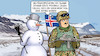 Cartoon: Militärkooperation Island (small) by Harm Bengen tagged militärkooperation,island,pistorius,armee,bundeswehr,soldat,schneemann,harm,bengen,cartoon,karikatur