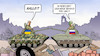 Cartoon: Ukraine-Aufmerksamkeit (small) by Harm Bengen tagged aufmerksamkeit,panzer,medien,israel,hamas,palästina,terror,russland,ukraine,krieg,harm,bengen,cartoon,karikatur