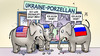 Cartoon: Ukraine-Porzellan (small) by Harm Bengen tagged porzellanladen,porzellan,laden,elefanten,teilung,referendum,sanktionen,armee,soldaten,umsturz,maidan,ukraine,eu,russland,putin,europa,usa,aufstand,putsch,revolte,kiew,harm,bengen,cartoon,karikatur