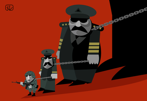 Cartoon: Chain of Command (medium) by vladan tagged army,command,chain