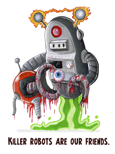 Cartoon: Robo Friend (medium) by esplesst tagged robot,gory,science,fiction,space,blood,funny