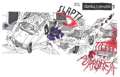Cartoon: saopaulosamurai 5 (medium) by daniloz tagged samurai,river,city,enviroment,urbanism,art,paint