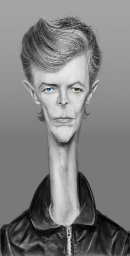 Cartoon: David Bowie (medium) by markdraws tagged digital,painting,david,bowie,music,musician,rock,and,roll,classic,humor,caricature,speed,paint,illustration
