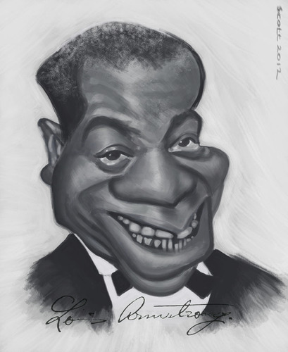 Cartoon: Louis Armstrong (medium) by jonesmac2006 tagged louis,armstrong,caricature