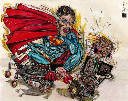 Cartoon: Superman vs StupidHawking (medium) by csamcram tagged superman,vs,stupidhawking