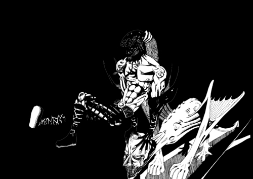 Cartoon: Vigilante Samurai b-w (medium) by csamcram tagged csam,cram,black,white,comics,superheld,superhelden,supereroe,supereroi,superheroe,superheroes,super,heroe