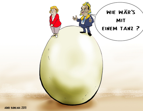 Cartoon: Eiertanz (medium) by pianoman68 tagged eiertanz,eu,merkel,mubarak,ägypten