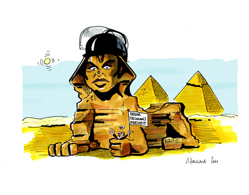 Cartoon: Proteste in Ägypten (medium) by pianoman68 tagged ägypten,proteste,meinungsfreiheit,ägyptische,polizei