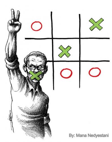 Cartoon: Victory (medium) by iranian cartoonist tagged iran,dictator,victory,election,iranian,green,movement