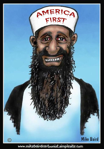 Cartoon: America First. (medium) by Mike Baird tagged man,beard,happy,life,smile,win