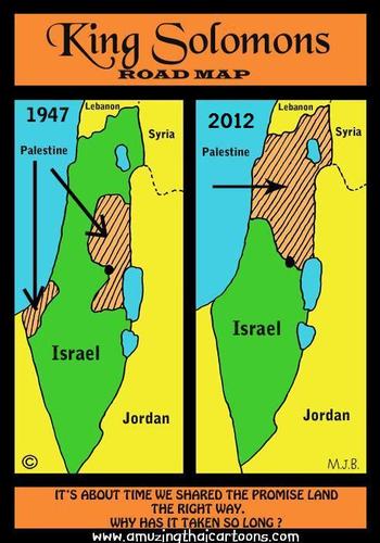 Cartoon: King Solomons Road Map (medium) by Mike Baird tagged peace,map,palestine,israel