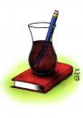 Cartoon: A cup of tea (small) by MelgiN tagged tea,cup,book,pencil,cartoon