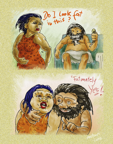 Cartoon: do I look fat ? (medium) by nootoon tagged prehistoric,illustration,neandertaler,nootoon,germany
