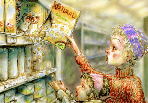 Cartoon: super natural market (medium) by nootoon tagged bio,food,enfant,kids,kinder,illustrator,super,market,natural,nootoon,illustration,germany