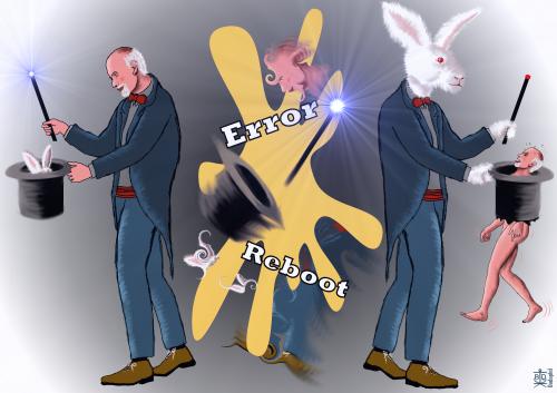 Cartoon: Magic - Error - Reboot (medium) by Dadaphil tagged magic,error,reboot,rabbit,magician