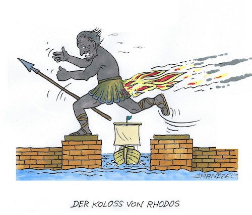Cartoon: Brennendes Problem (medium) by mandzel tagged griechenland,waldbrände,umwelt,klima,griechenland,waldbrände,umwelt,klima