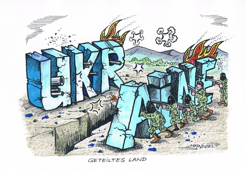Cartoon: Bürgerkrieg in der Ukraine (medium) by mandzel tagged ukraine,separatismus,spaltung,ukraine,separatismus,spaltung