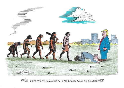 Cartoon: Der vorläufige Endpunkt (medium) by mandzel tagged trump,usa,selbstherrlichkeit,unterwürfigkeit,trump,usa,selbstherrlichkeit,unterwürfigkeit