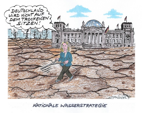 Cartoon: Deutsche Wasserstrategie (medium) by mandzel tagged lemke,deutschland,wasser,trockenheit,klimakatastophe,umwelt,lemke,deutschland,wasser,trockenheit,klimakatastophe,umwelt
