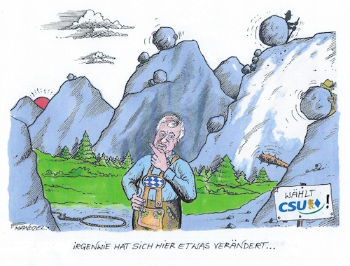 Cartoon: Die Bayern-Wahl steht an (medium) by mandzel tagged seehofer,bayern,landtagswahlen,csu,seehofer,bayern,landtagswahlen,csu
