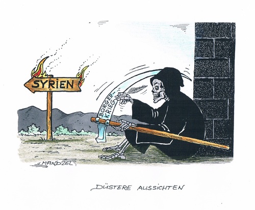 Cartoon: Drohender Bürgerkrieg in Syrien (medium) by mandzel tagged syrien,bürgerkrieg,tod,sense,syrien,bürgerkrieg,tod