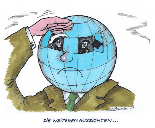 Cartoon: Ein düsterer Ausblick (medium) by mandzel tagged usa,israel,iran,angriffskrieg,atomanlagen,usa,israel,iran,angriffskrieg,atomanlagen