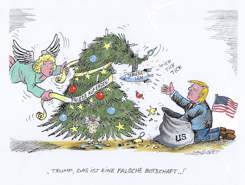 Cartoon: Eine schlechte Botschaft (medium) by mandzel tagged botschaft,usa,israel,weihnachtsbaum,jerusalem,friedensverhinderung,trump,botschaft,usa,israel,weihnachtsbaum,jerusalem,friedensverhinderung,trump