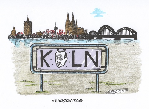 Cartoon: Erdogan-Tag (medium) by mandzel tagged türkei,erdogan,deutschland,köln,demonstration,türkei,erdogan,deutschland,köln,demonstration