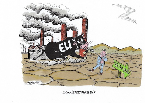 Cartoon: EU und Klima (medium) by mandzel tagged eu,erderwärmung,industrie,kraftwerke,klimaneutralität,eu,erderwärmung,industrie,kraftwerke,klimaneutralität