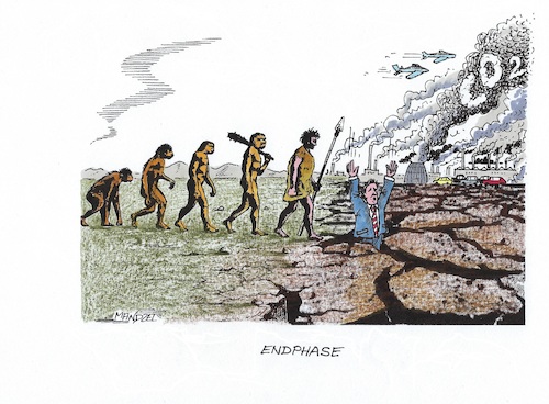 Cartoon: Evolution am Endpunkt (medium) by mandzel tagged klima,kohlendioxyd,menschheit,erwärmung,evolution,klima,kohlendioxyd,menschheit,erwärmung,evolution